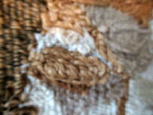 SCOTTISH ART: Vintage 1960s WOVEN TAPESTRY by Maureen Hodge. Panoramic Landscape with a Sailing Boat on the Seashore