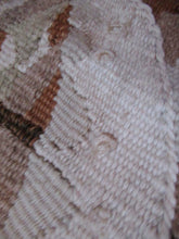 Load image into Gallery viewer, SCOTTISH ART: Vintage 1960s WOVEN TAPESTRY by Maureen Hodge. Panoramic Landscape with a Sailing Boat on the Seashore
