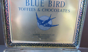  1950s Large Blue Bird Toffee Tin Contents 5 lbs 