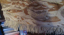 Load image into Gallery viewer, SCOTTISH ART: Vintage 1960s WOVEN TAPESTRY by Maureen Hodge. Panoramic Landscape with a Sailing Boat on the Seashore
