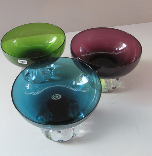 Bo Borgstrom. 1960s Swedish Aseda Footed Glass Bon-Bon Dishes Bowls