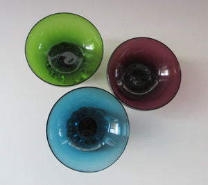 Bo Borgstrom. 1960s Swedish Aseda Footed Glass Bon-Bon Dishes Bowls