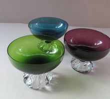 Load image into Gallery viewer, Bo Borgstrom. 1960s Swedish Aseda Footed Glass Bon-Bon Dishes Bowls
