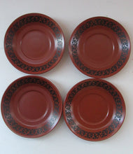 Load image into Gallery viewer, 1960s Scottish Wilson Terracotta Cups and Saucers Swans Pattern
