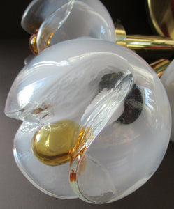 Vintage 1970s MAZZEGA Murano Glass Hanging Pendant Light Fitting with Three Shades.