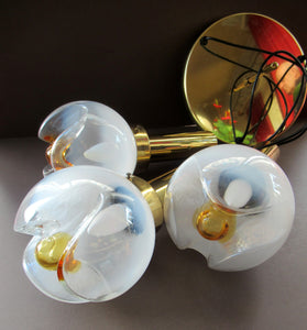 Vintage 1970s MAZZEGA Murano Glass Hanging Pendant Light Fitting with Three Shades.