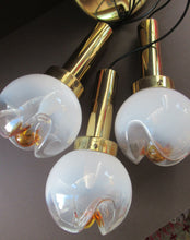 Load image into Gallery viewer, Vintage 1970s MAZZEGA Murano Glass Hanging Pendant Light Fitting with Three Shades.
