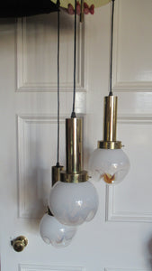 Vintage 1970s MAZZEGA Murano Glass Hanging Pendant Light Fitting with Three Shades.