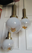 Load image into Gallery viewer, Vintage 1970s MAZZEGA Murano Glass Hanging Pendant Light Fitting with Three Shades.
