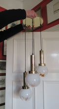 Load image into Gallery viewer, Vintage 1970s MAZZEGA Murano Glass Hanging Pendant Light Fitting with Three Shades.
