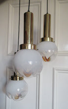 Load image into Gallery viewer, Vintage 1970s MAZZEGA Murano Glass Hanging Pendant Light Fitting with Three Shades.
