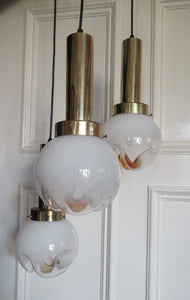 Vintage 1970s MAZZEGA Murano Glass Hanging Pendant Light Fitting with Three Shades.