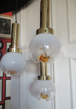Load image into Gallery viewer, Vintage 1970s MAZZEGA Murano Glass Hanging Pendant Light Fitting with Three Shades.
