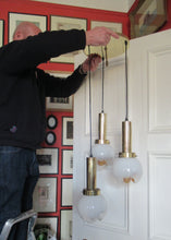Load image into Gallery viewer, Vintage 1970s MAZZEGA Murano Glass Hanging Pendant Light Fitting with Three Shades.
