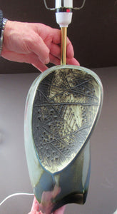 Vintage 1970s BRUTALIST STYLE Large Table Lamp. Carn Pottery designed by John Beusmans