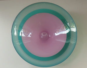 Large Simon Moore Incalmo Bowl. 1980s British Studio Glass Signed
