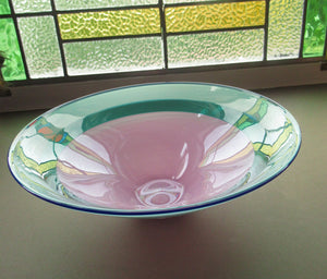 Large Simon Moore Incalmo Bowl. 1980s British Studio Glass Signed