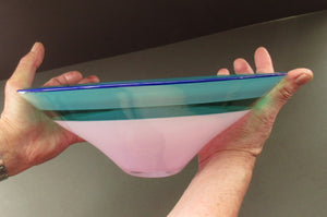 Large Simon Moore Incalmo Bowl. 1980s British Studio Glass Signed