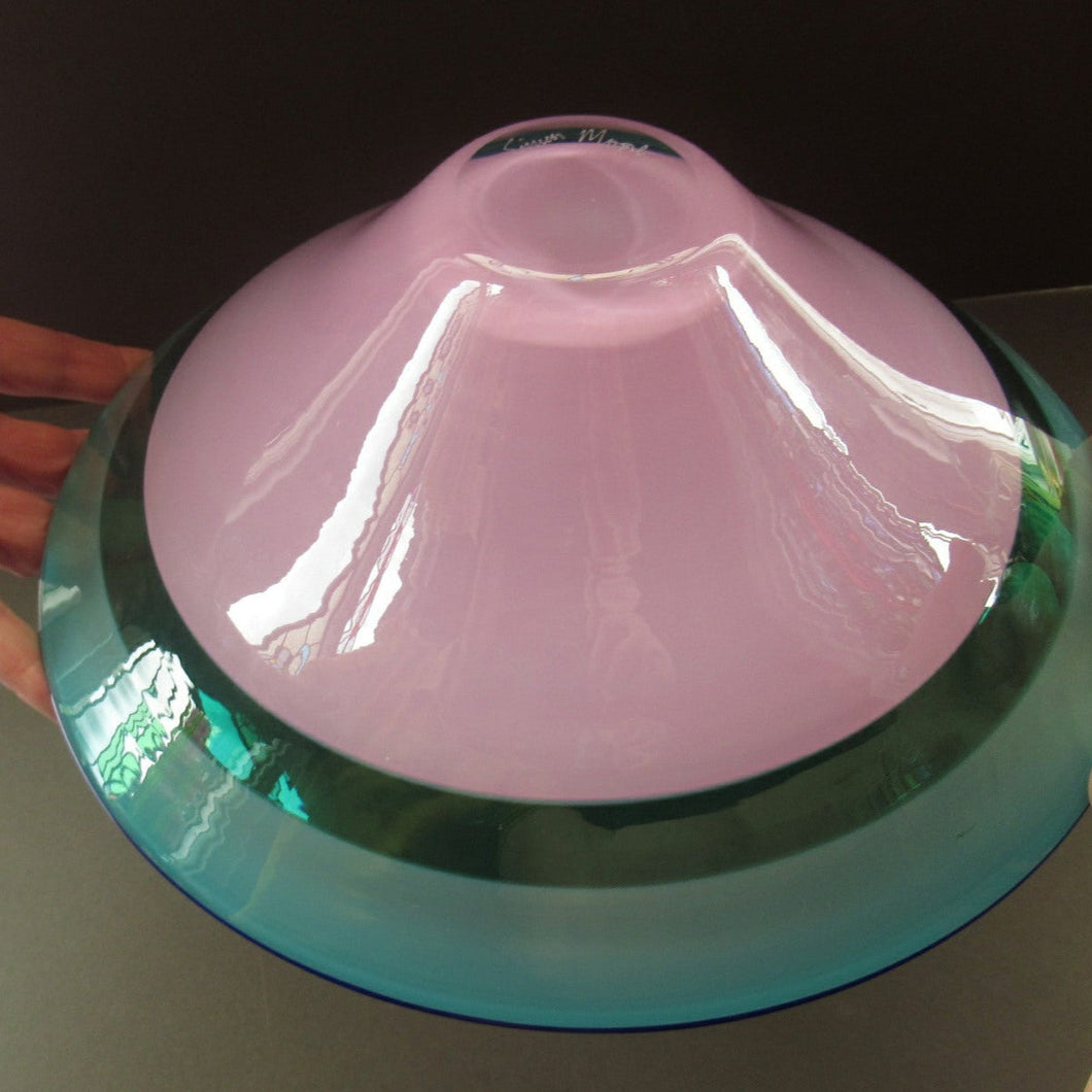 Large Simon Moore Incalmo Bowl. 1980s British Studio Glass Signed