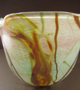 Siddy Langley British Studio Bowl Lustre Glass Bowl with Iridescent Gold Trails