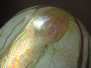 Siddy Langley British Studio Bowl Lustre Glass Bowl with Iridescent Gold Trails