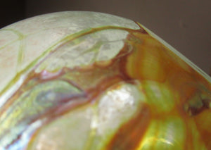 Siddy Langley British Studio Bowl Lustre Glass Bowl with Iridescent Gold Trails