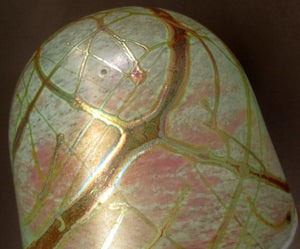 Siddy Langley British Studio Bowl Lustre Glass Bowl with Iridescent Gold Trails