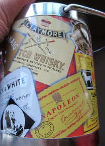 SCOTCH WHISKY Advertising Ice Bucket. Collectable 1960s Issue - with Whisky Advertisements Printed on the Outside. Lovely and clean