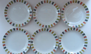 Vintage 1960s Set of Six Jessie Tait Hand Painted Mexicana Dessert Plates