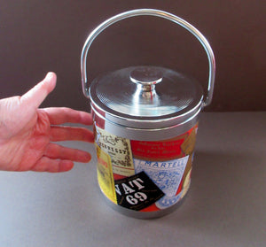 SCOTCH WHISKY Advertising Ice Bucket. Collectable 1960s Issue - with Whisky Advertisements Printed on the Outside. Lovely and clean