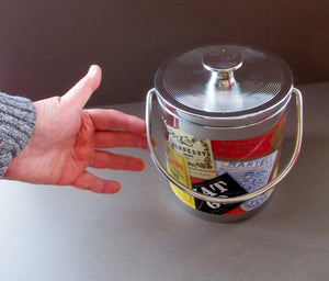 SCOTCH WHISKY Advertising Ice Bucket. Collectable 1960s Issue - with Whisky Advertisements Printed on the Outside. Lovely and clean