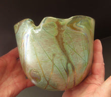 Load image into Gallery viewer, Siddy Langley British Studio Bowl Lustre Glass Bowl with Iridescent Gold Trails
