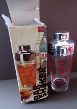 Load image into Gallery viewer, Vintage 1970s Italian Glass Cocktail Shaker. Original Box with Cocktail Recipes Printed on the Glass Shaker 
