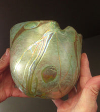 Load image into Gallery viewer, Siddy Langley British Studio Bowl Lustre Glass Bowl with Iridescent Gold Trails
