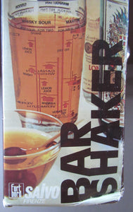Vintage 1970s Italian Glass Cocktail Shaker. Original Box with Cocktail Recipes Printed on the Glass Shaker 