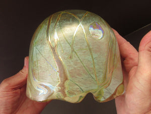 Siddy Langley British Studio Bowl Lustre Glass Bowl with Iridescent Gold Trails