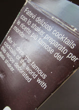 Load image into Gallery viewer, Vintage 1970s Italian Glass Cocktail Shaker. Original Box with Cocktail Recipes Printed on the Glass Shaker 
