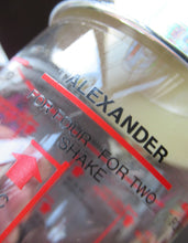 Load image into Gallery viewer, Vintage 1970s Italian Glass Cocktail Shaker. Original Box with Cocktail Recipes Printed on the Glass Shaker 
