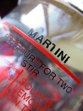 Load image into Gallery viewer, Vintage 1970s Italian Glass Cocktail Shaker. Original Box with Cocktail Recipes Printed on the Glass Shaker 
