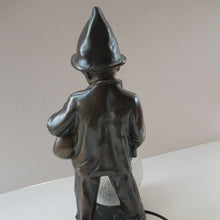 Load image into Gallery viewer, Antique French 1930s Table Lamp. STREET MUSICIAN by G. Demange. Bronzed Spelter with Frosted Glass Globe Shade 
