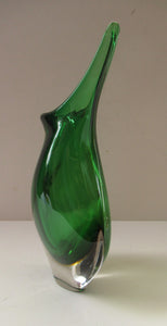 Huge Green and Yellow Cased Amorphic Sommerso Murano Glass Vase