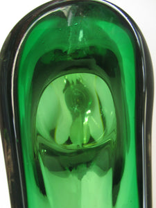 Huge Green and Yellow Cased Amorphic Sommerso Murano Glass Vase