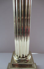 Load image into Gallery viewer, LARGE ANTIQUE Brass Column Lamp with Stepped Plinth Base &amp; Corinthian Capital. WORKING
