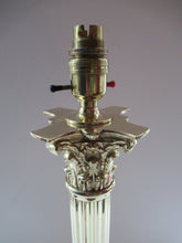 Load image into Gallery viewer, LARGE ANTIQUE Brass Column Lamp with Stepped Plinth Base &amp; Corinthian Capital. WORKING
