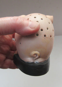 Antique Schafer Vater Winking Pig Ashtray and Match Holder