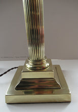 Load image into Gallery viewer, LARGE ANTIQUE Brass Column Lamp with Stepped Plinth Base &amp; Corinthian Capital. WORKING
