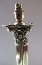 Load image into Gallery viewer, LARGE ANTIQUE Brass Column Lamp with Stepped Plinth Base &amp; Corinthian Capital. WORKING
