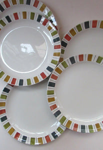 1960s MEXICANA Midwinter Stylecraft  Set of SIX Desert Plates.  Designed by Jessie Tait