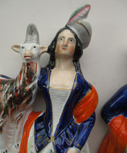 Load image into Gallery viewer, Large Matching Pair Staffordshire Figurines. Man and Woman at a Well with Goats. Antique 1860s
