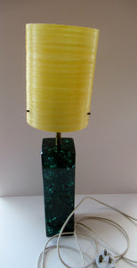 Tall 1960s 1970s Green Shattaline Lamp with Original Yellow Shade